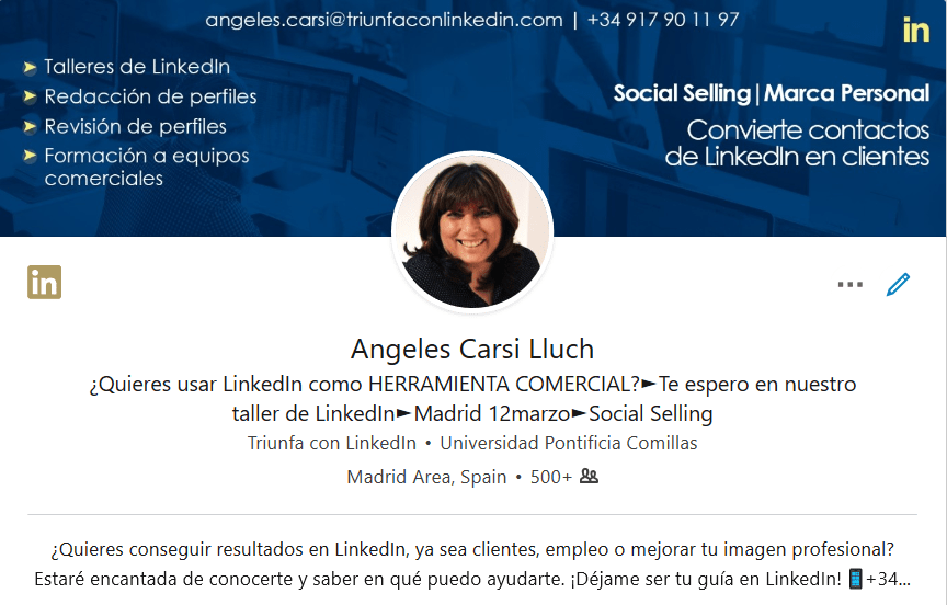 Parte alta del perfil LinkedIn